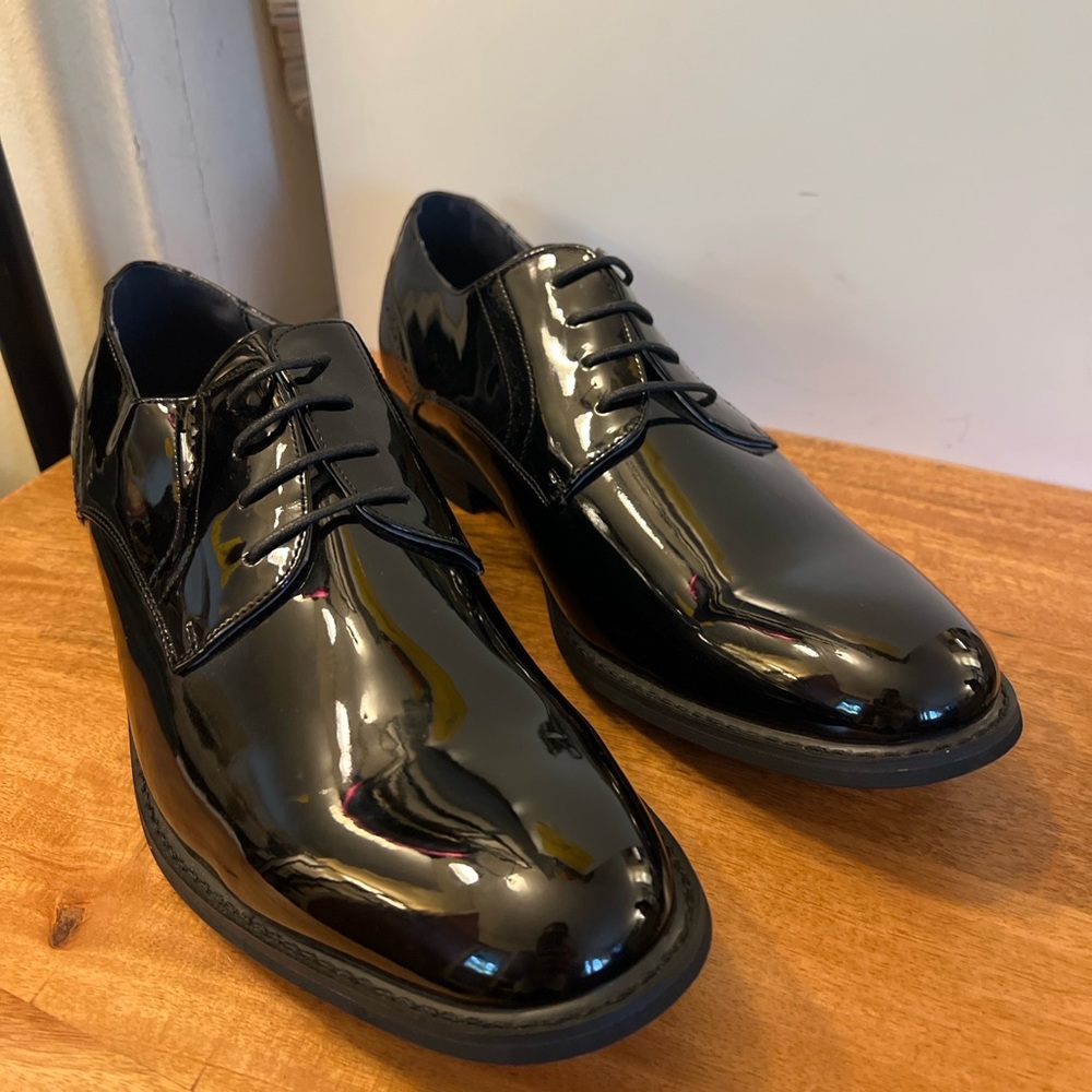 Bruno Marc Black Patent Oxford Dress Shoes Mens Size 13 New Condition